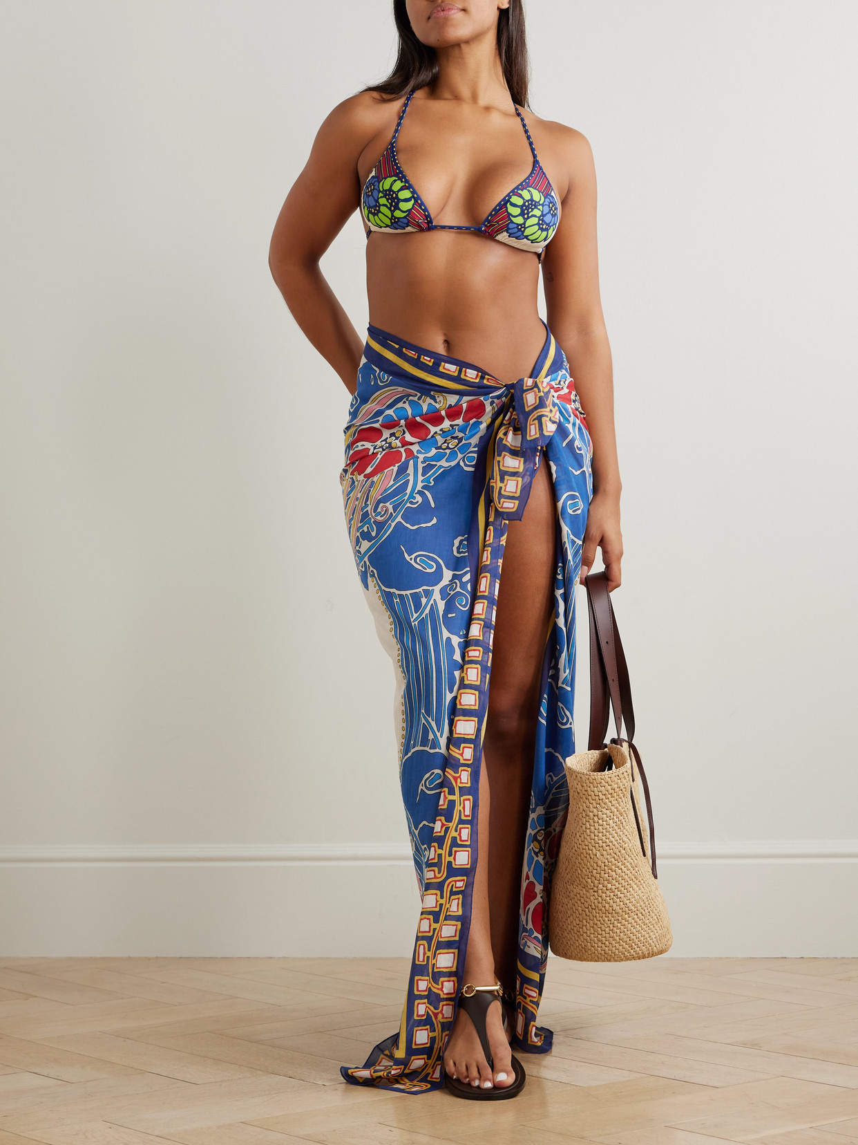 La Doublej Printed Cotton-voile Pareo In Multi