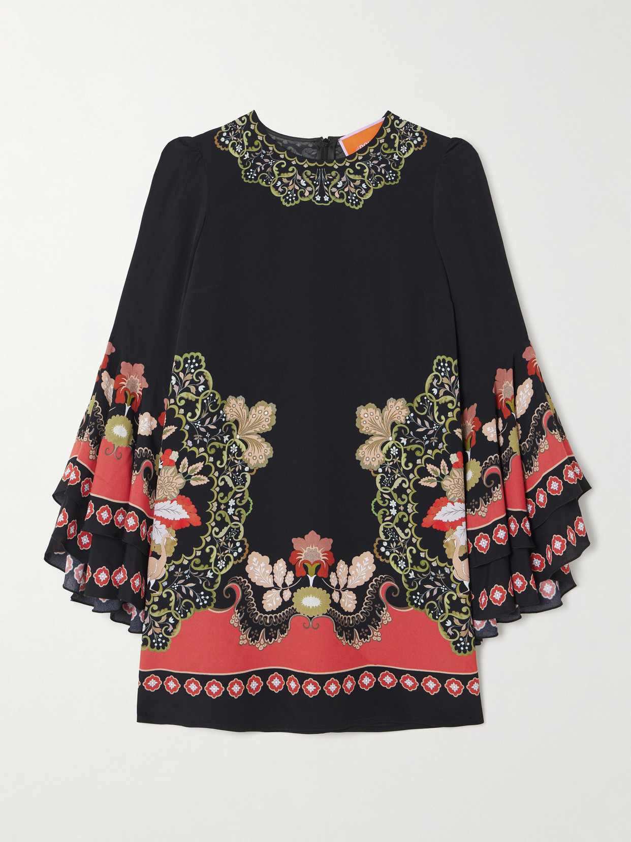 La Doublej Friday Ruffled Printed Crepe Mini Dress In Multi