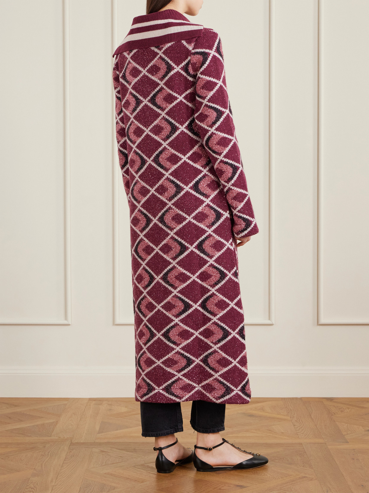 La Doublej Jacquard-knit Coat In Pink