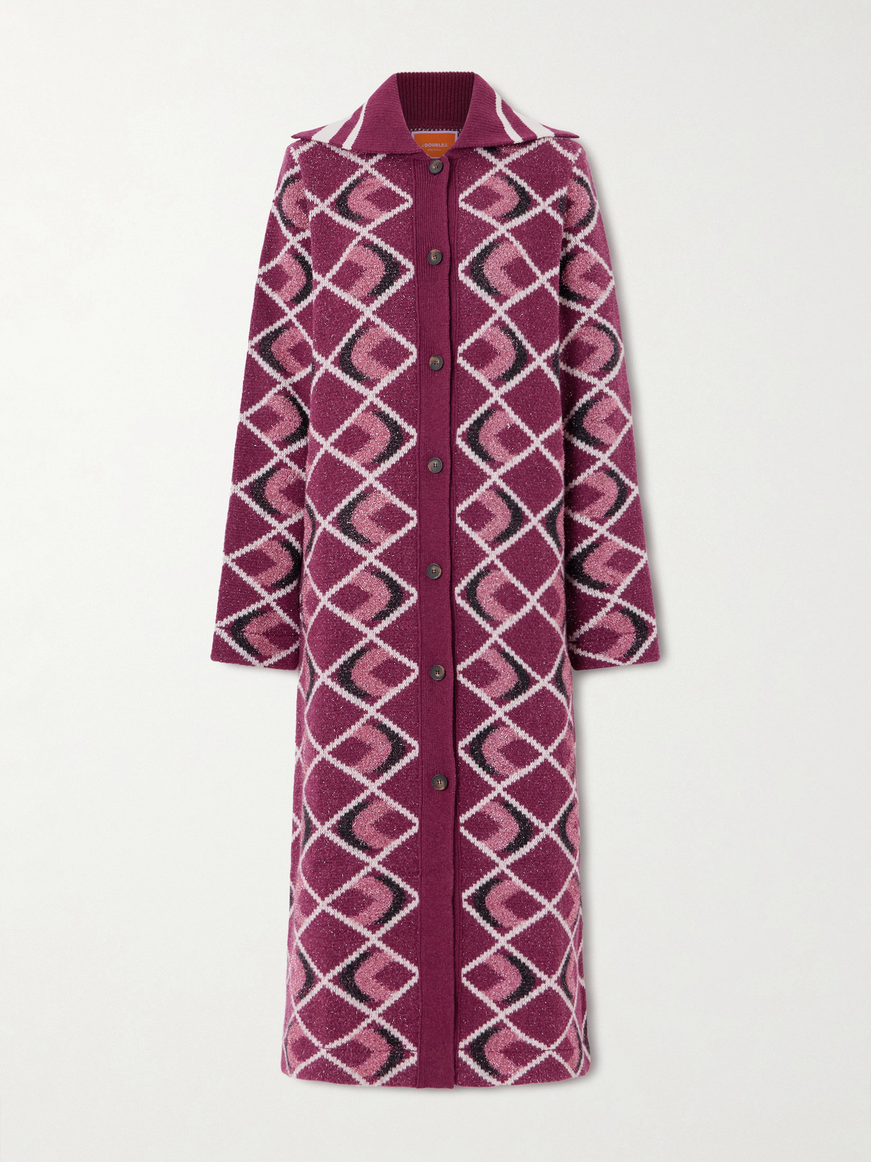 La Doublej Jacquard-knit Coat In Pink