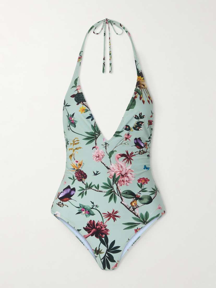 La DoubleJ Printed Halterneck Swimsuit