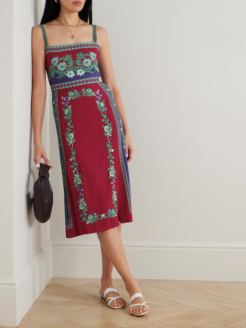 La DoubleJ Buy Me A Martini floral-print stretch-crepe midi dress