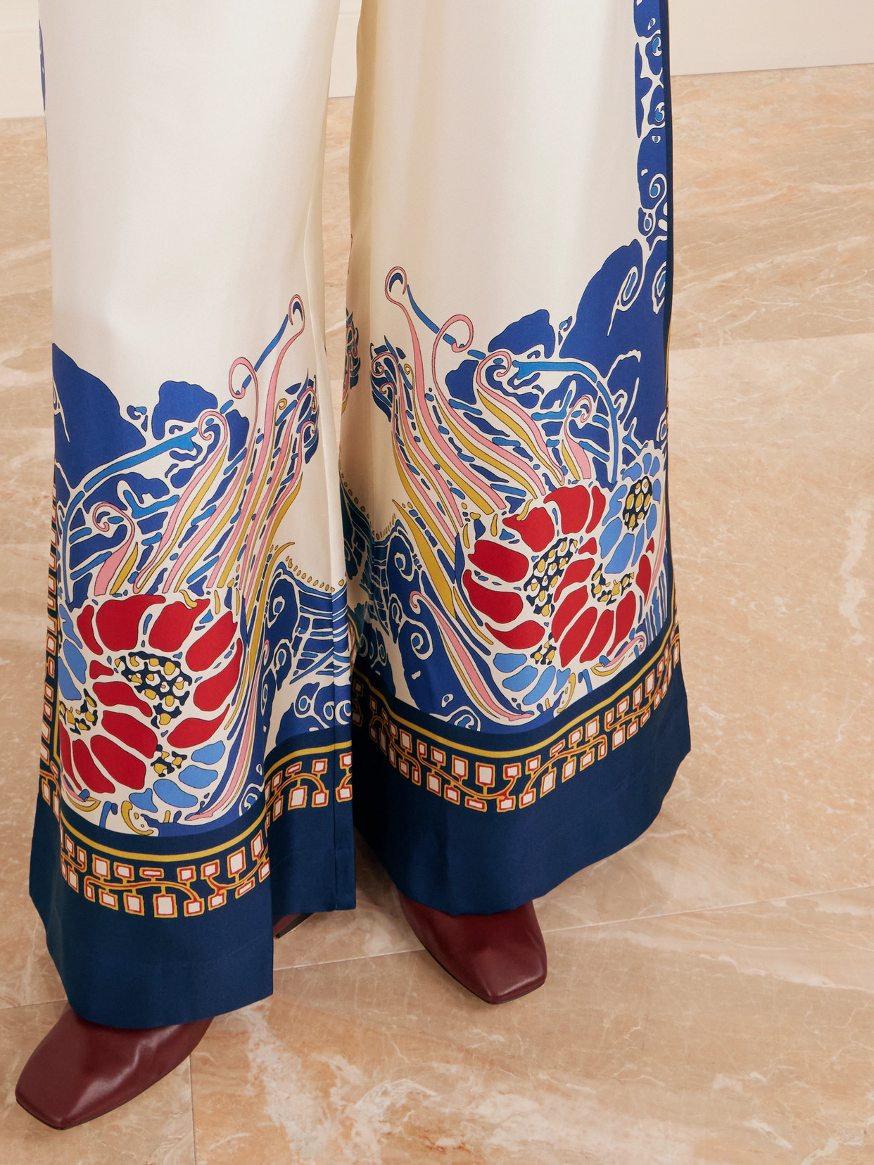 La Doublej Printed Silk-twill Wide-leg Pants In Multi