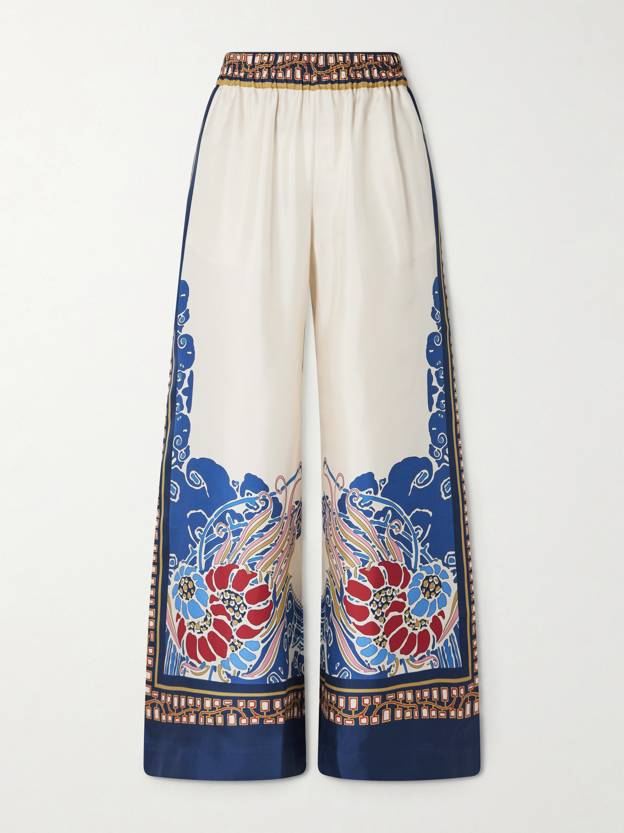 La Doublej Printed Silk-twill Wide-leg Pants In Multi