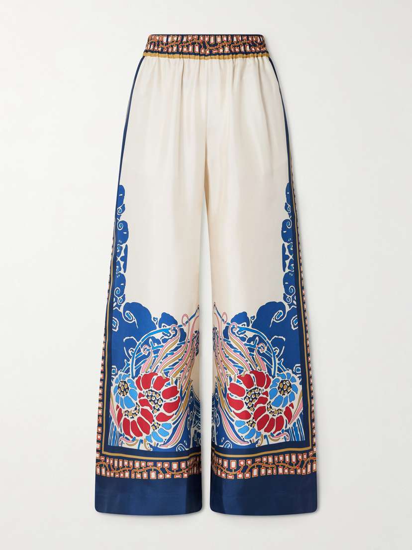 La DoubleJ Printed Silk-twill Wide-leg Pants