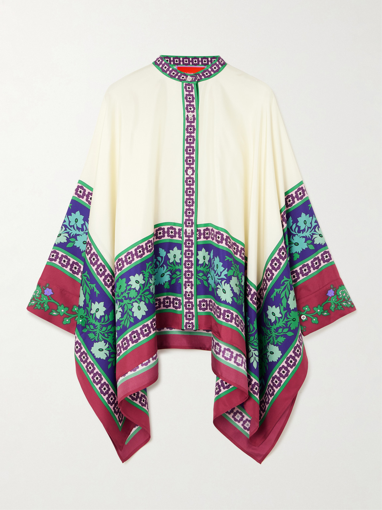 La Doublej Foulard Printed Silk Blouse In Red