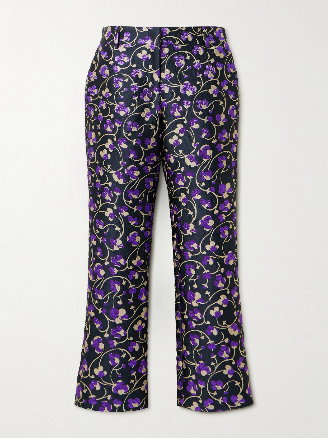 La Doublej 24/7 Floral-brocade Straight-leg Pants In Multi
