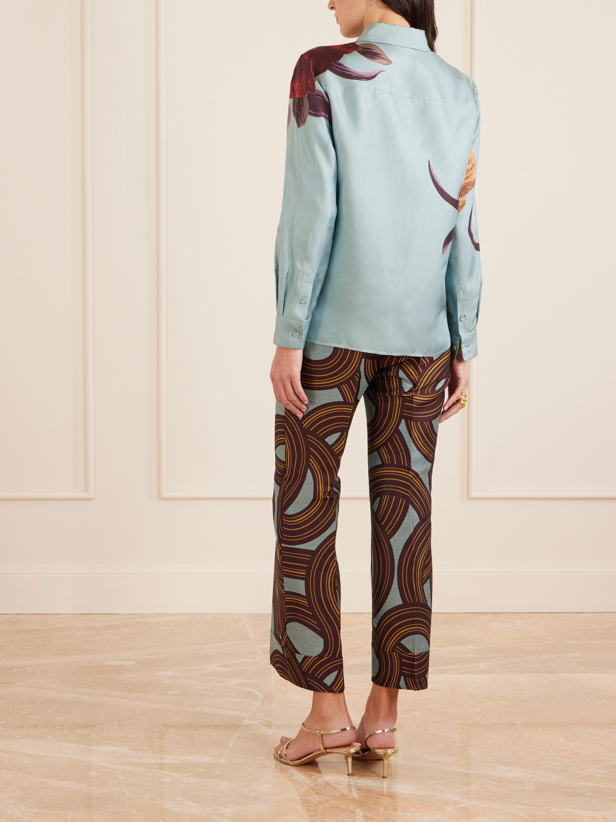 La Doublej Boy Printed Silk-twill Shirt In Multi