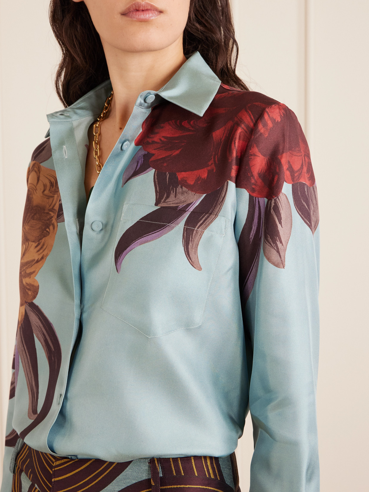 La Doublej Boy Printed Silk-twill Shirt In Multi