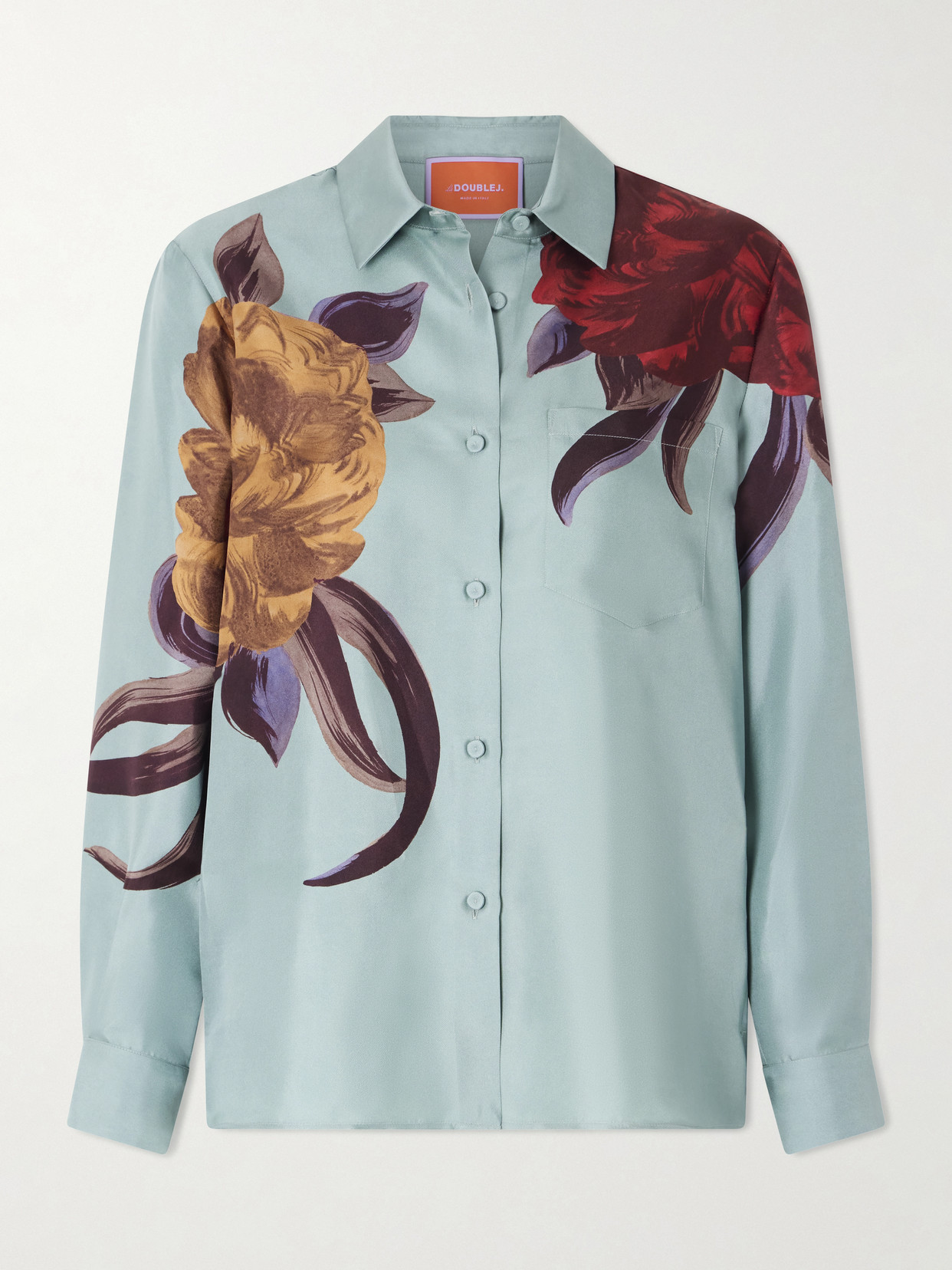 La Doublej Boy Printed Silk-twill Shirt In Multi