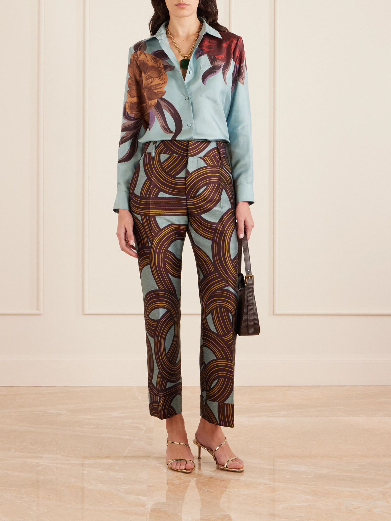 La Doublej Boy Printed Silk-twill Shirt In Multi