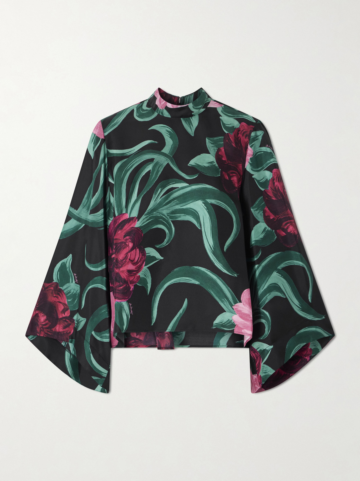La Doublej Make An Exit Floral-print Silk-twill Blouse In Multi