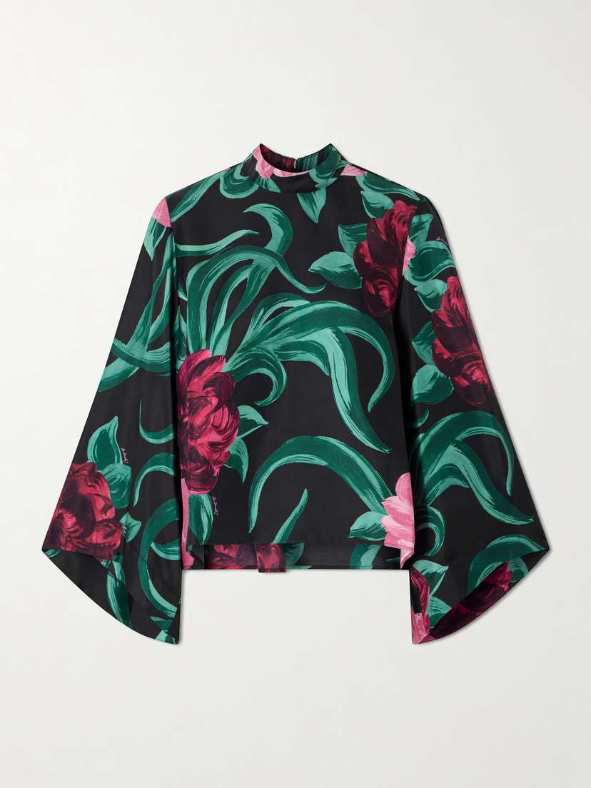 La DoubleJ Make An Exit Floral-print Silk-twill Blouse
