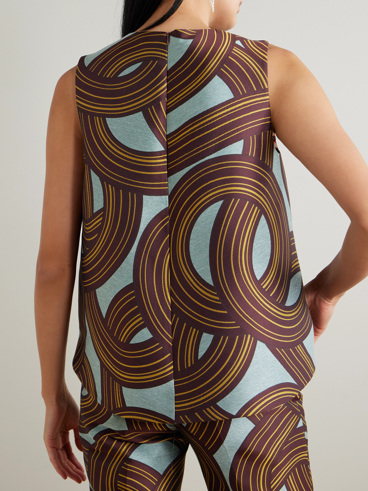 La Doublej La Scala Darted Jacquard-satin Top In Multi