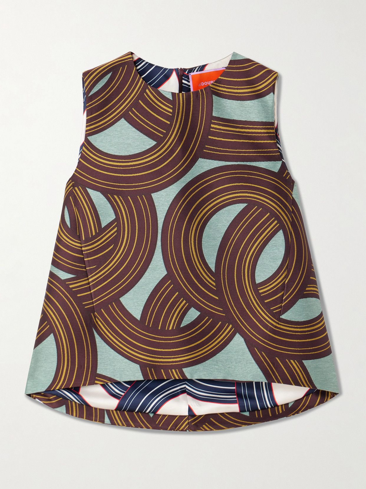 La Doublej La Scala Darted Jacquard-satin Top In Multi
