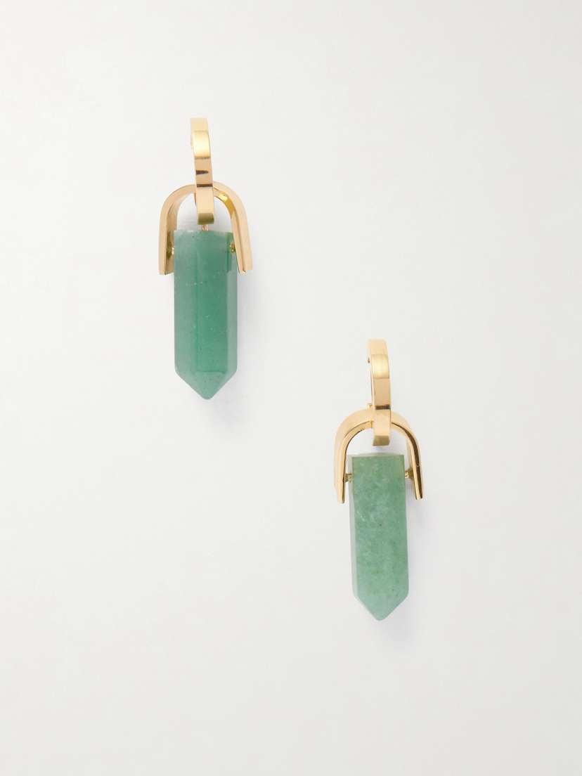 La DoubleJ Pillar Gold-plated Aventurine Earrings