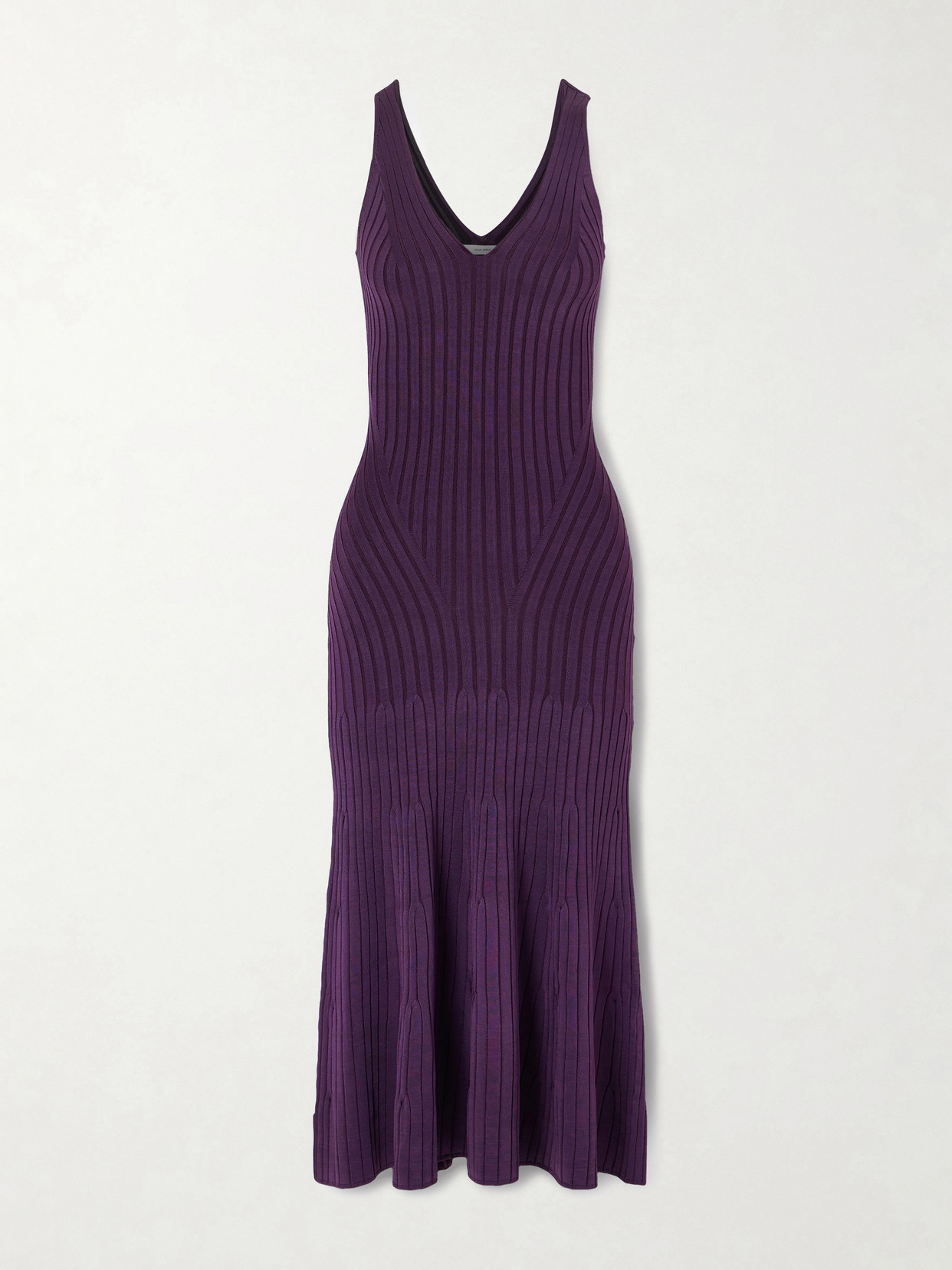 Adam Lippes Twyla Ribbed-knit Midi Dress In Purple