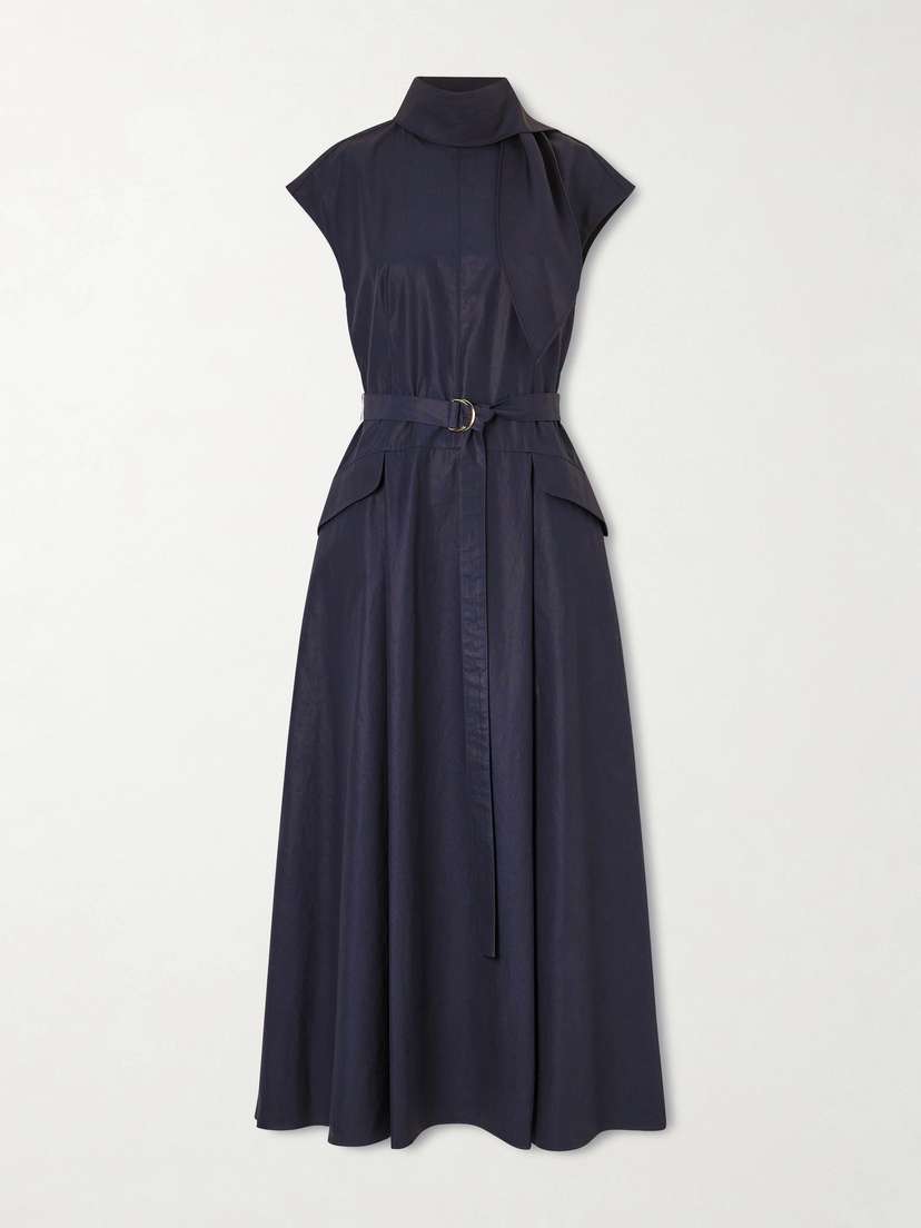 Adam Lippes Akane Belted Tie-detailed Cotton-poplin Maxi Dress