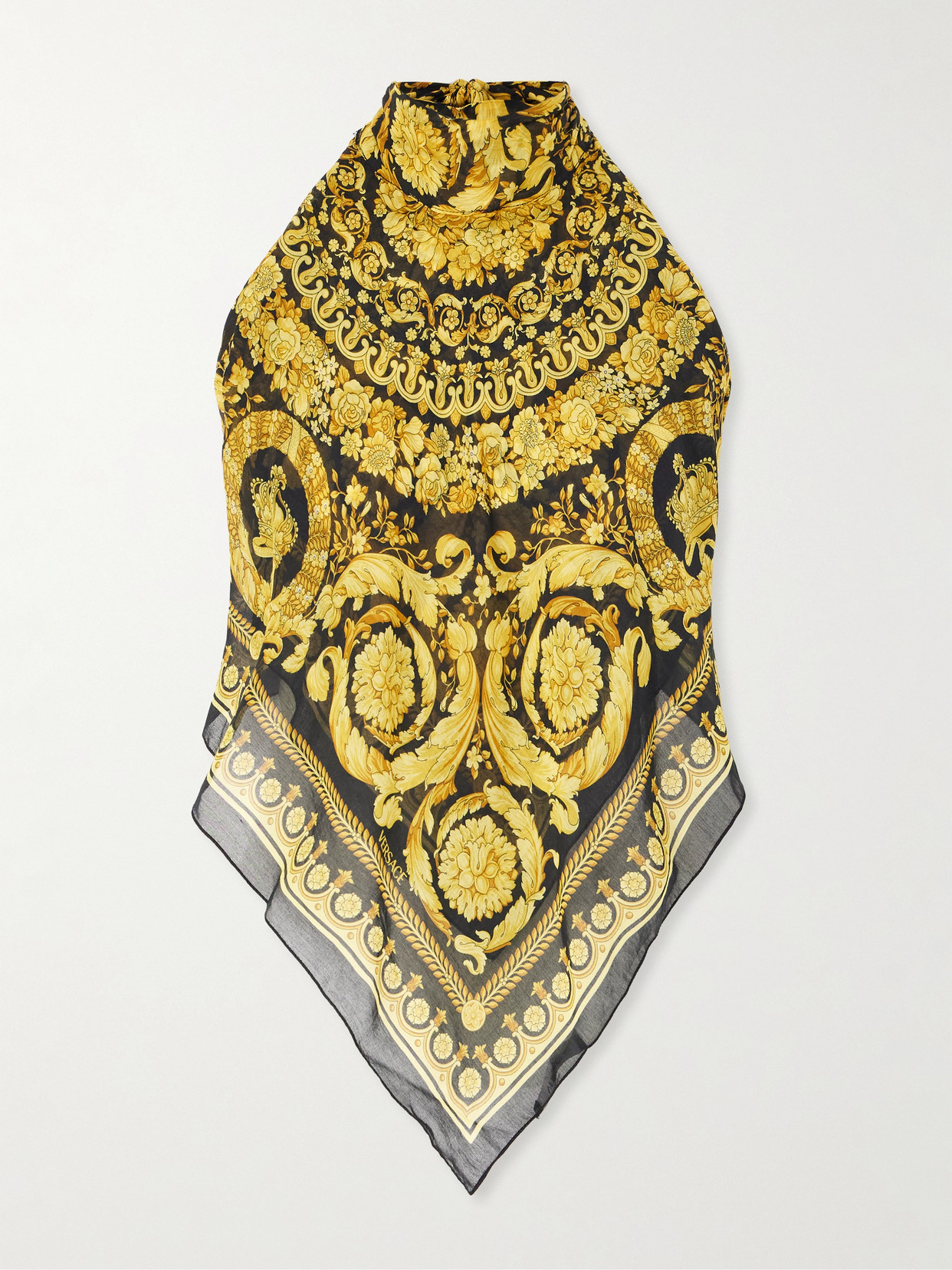 Versace Printed Cotton And Silk-blend Voile Blouse In Black