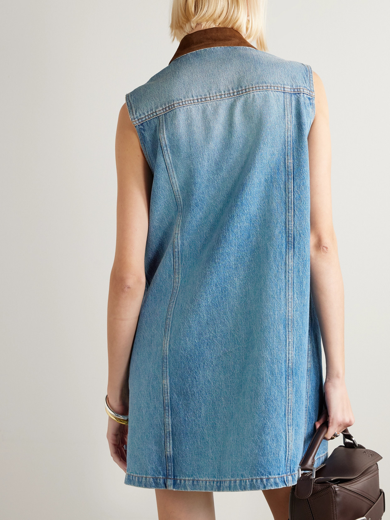 Versace Women Blue Sleeveless Buttoned Mini Dress, M Luxury Dresses For Women Darveys