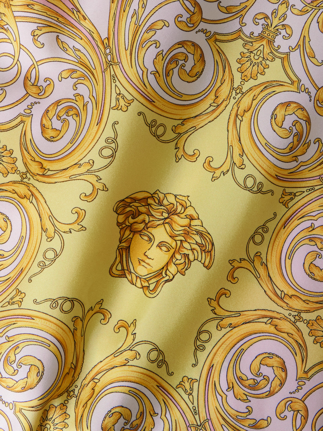 Versace Multicolor Long-sleeved Shirt With Pointed Collar And All-over Baroque Print In Silk For Women