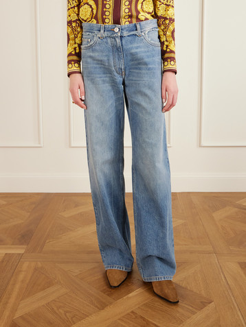 Versace Distressed mid-rise straight-leg jeans