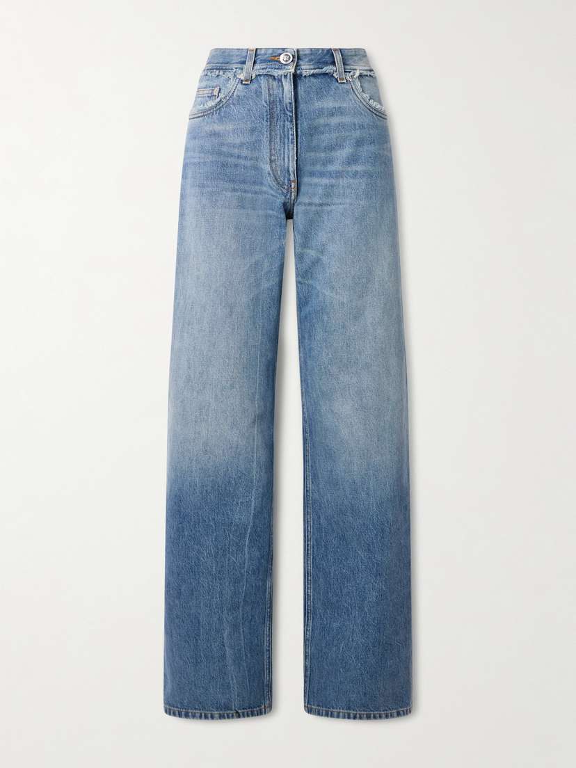 Versace Distressed Mid-rise Straight-leg Jeans