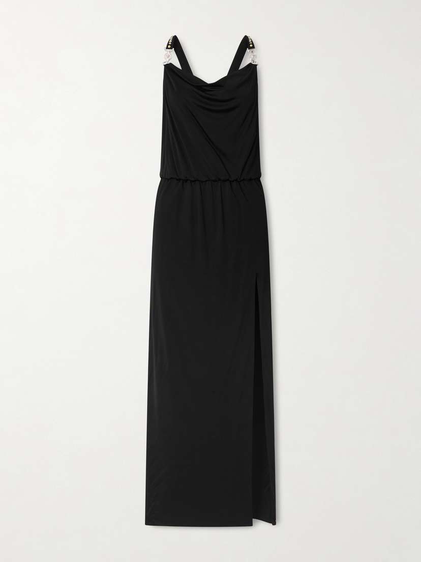 Versace Embellished Draped Jersey Gown