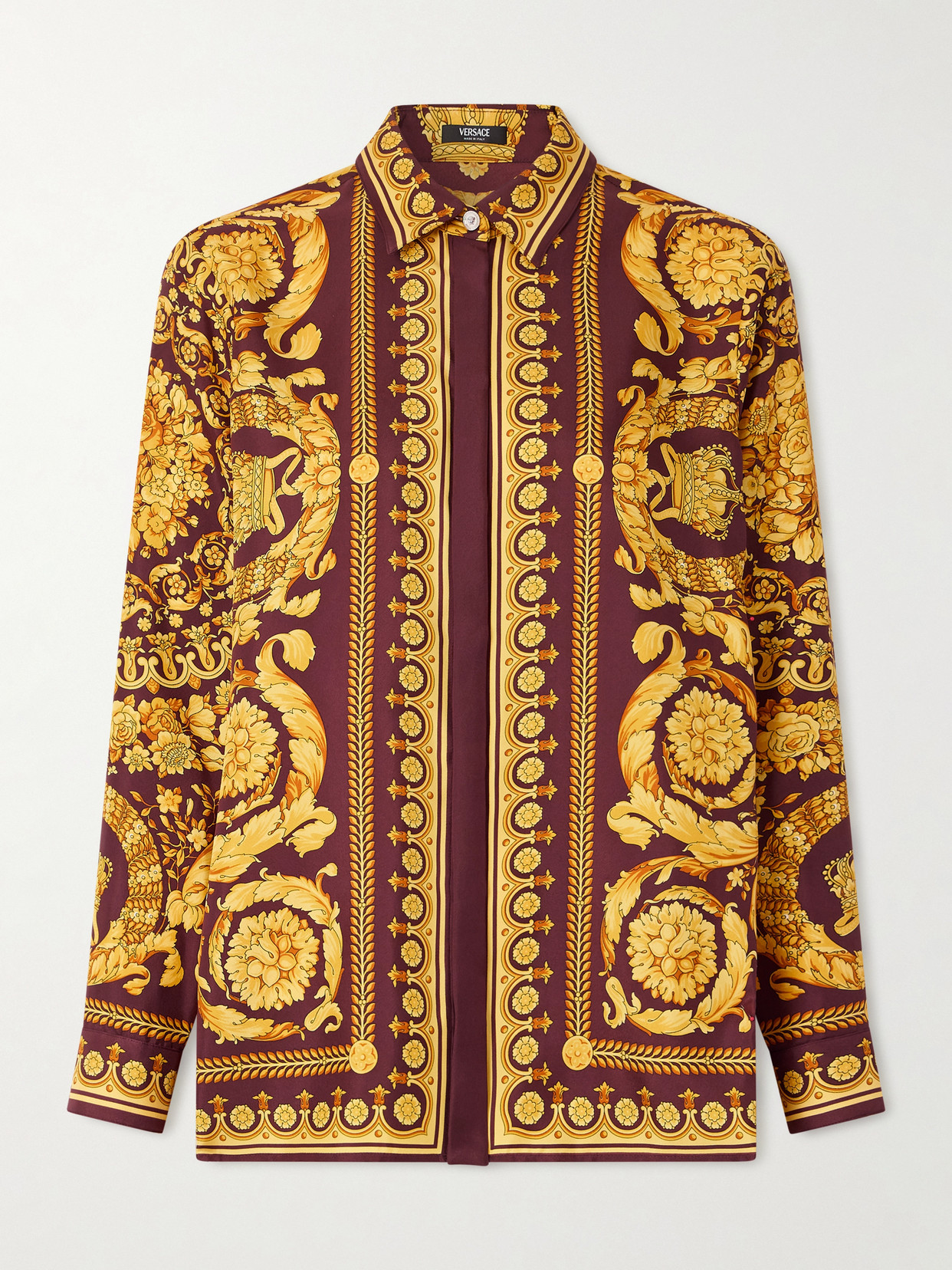 Versace Heritage Baroque Print Silk Shirt In Multi