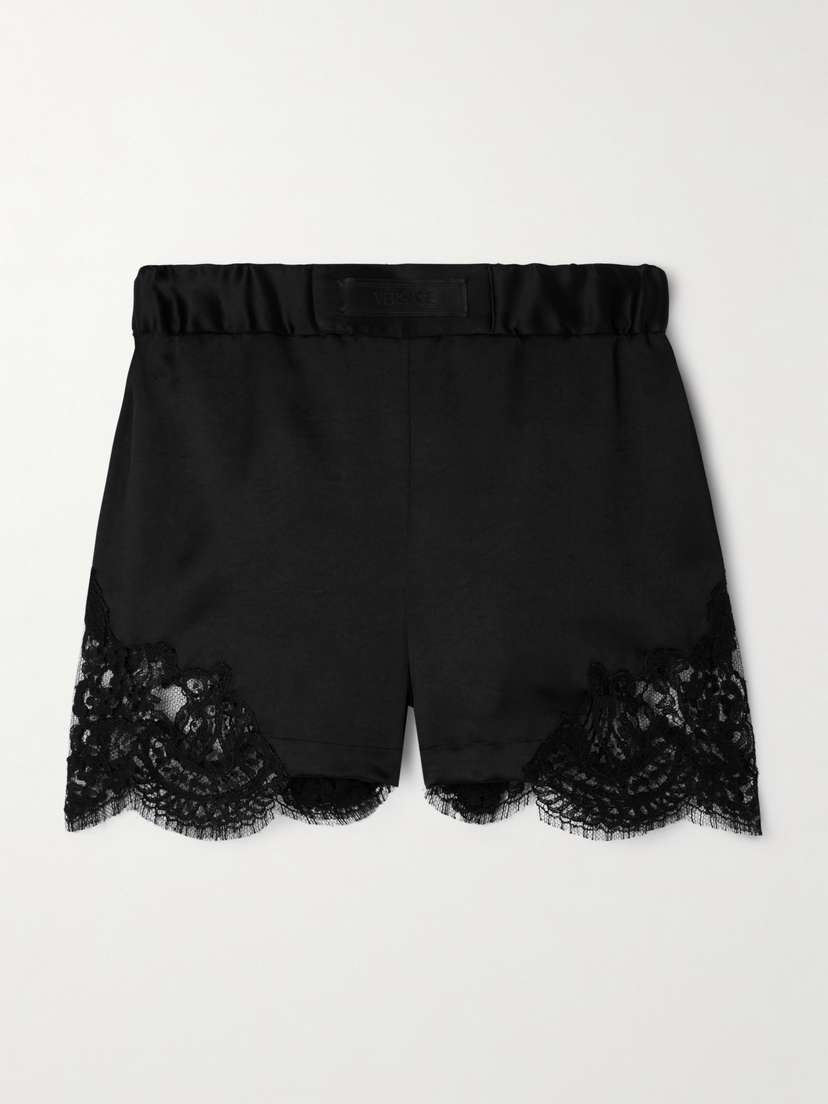 Versace Lace-paneled Satin Shorts