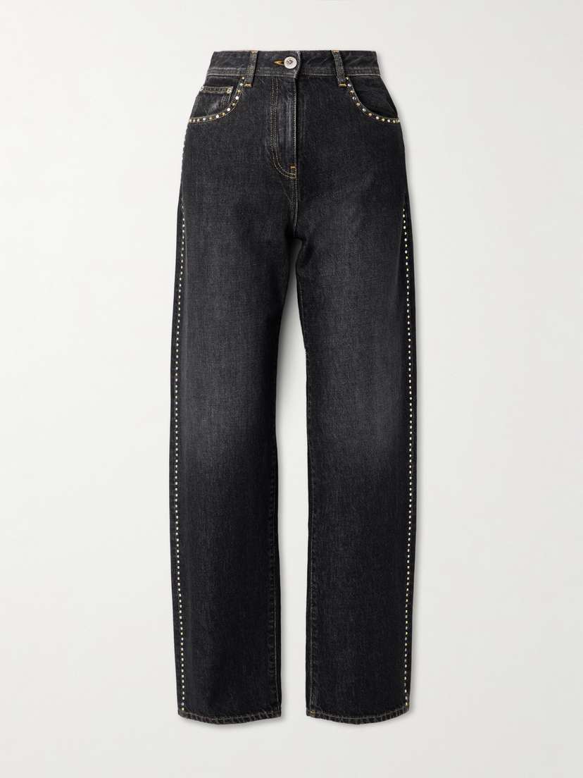 Versace Embellished High-rise Straight-leg Jeans