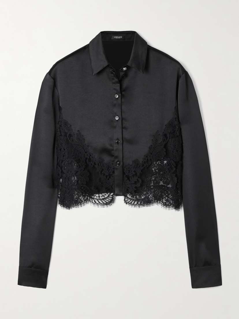 Versace Lace-trimmed Satin Shirt