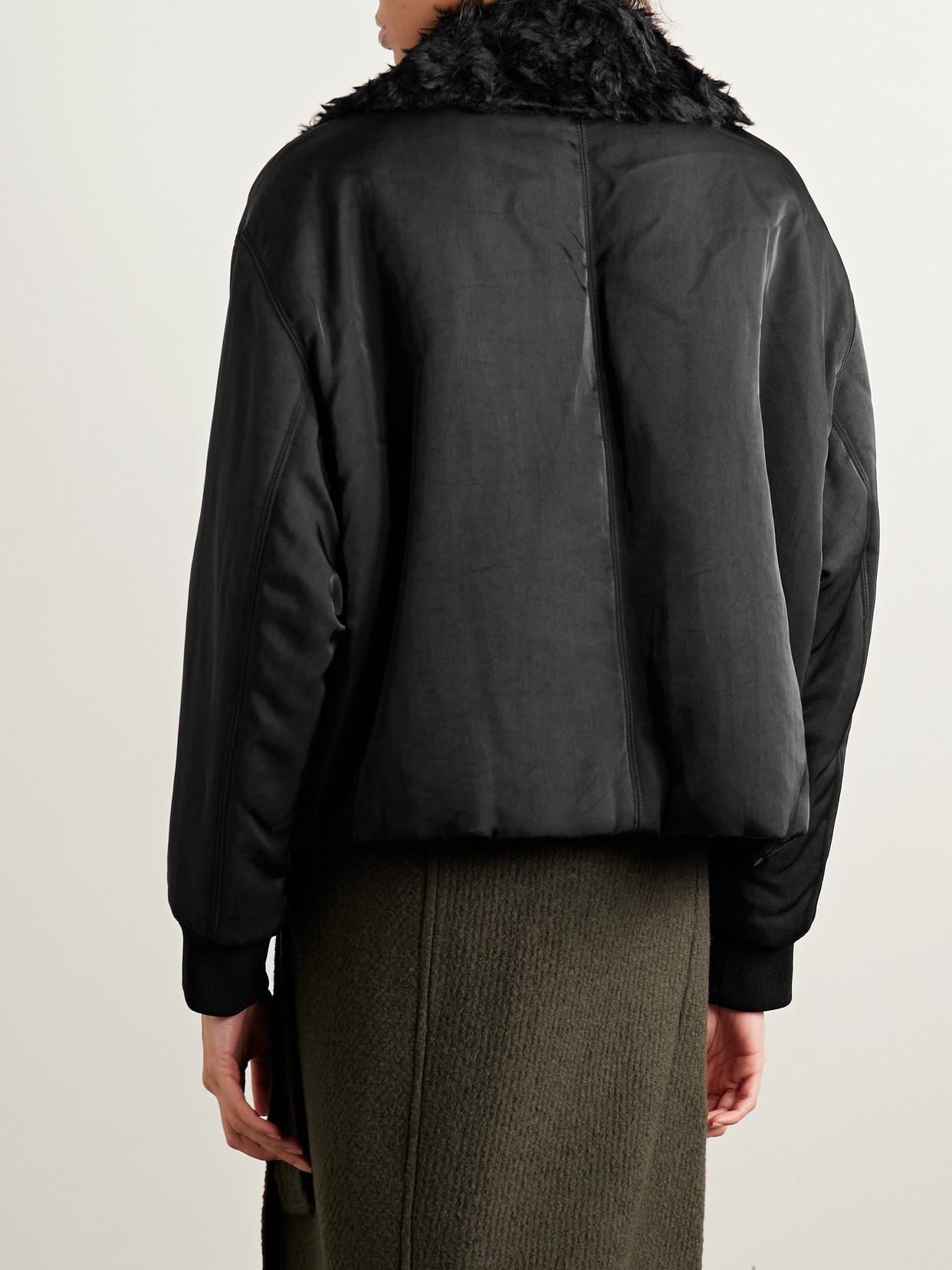 Proenza Schouler Vadra Mohair And Cotton-blend Fleece-trimmed Padded Recycled-twill Jacket In Black