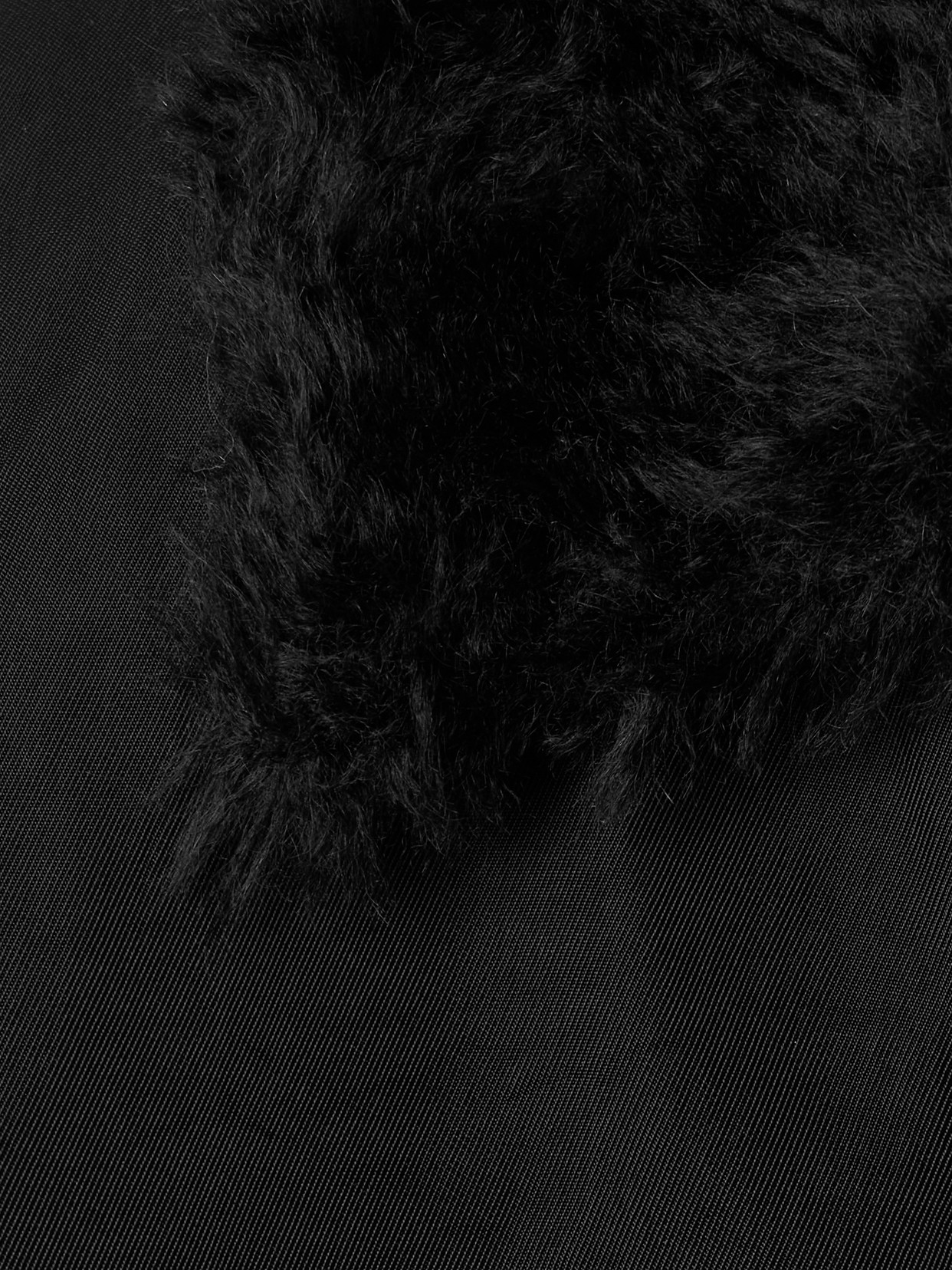 Proenza Schouler Vadra Mohair And Cotton-blend Fleece-trimmed Padded Recycled-twill Jacket In Black