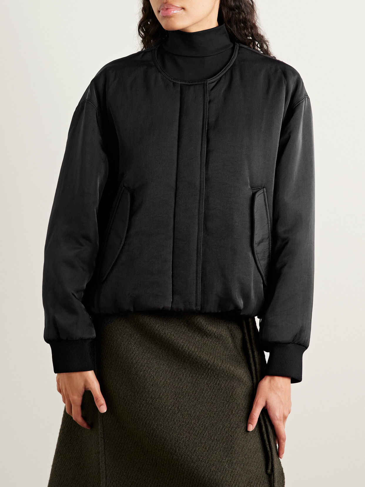 Proenza Schouler Vadra Mohair And Cotton-blend Fleece-trimmed Padded Recycled-twill Jacket In Black