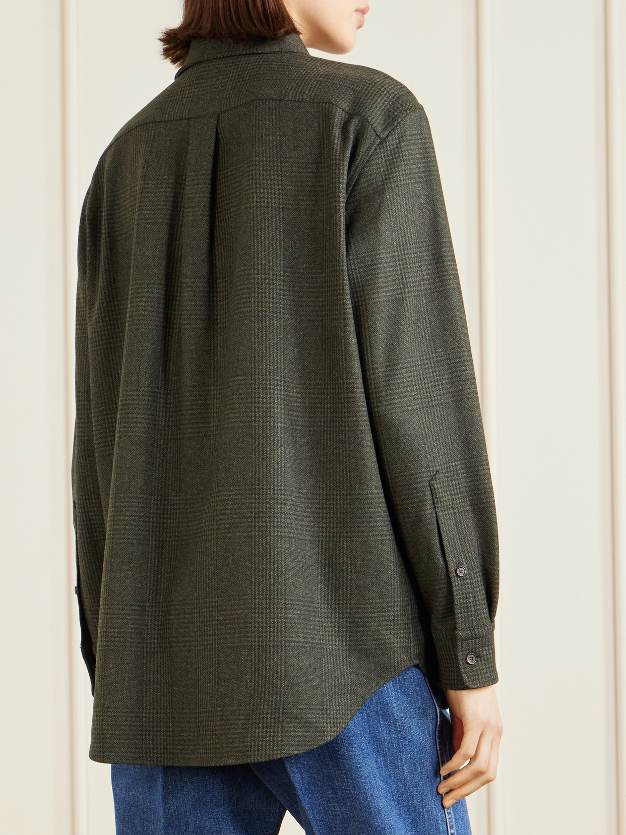 Thea Penny Prince Of Wales Checked Wool And Cashmere-Blend Flannel Shirt
