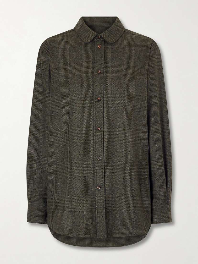 Loro Piana Thea Penny Prince Of Wales Checked Wool And Cashmere-blend Flannel Shirt