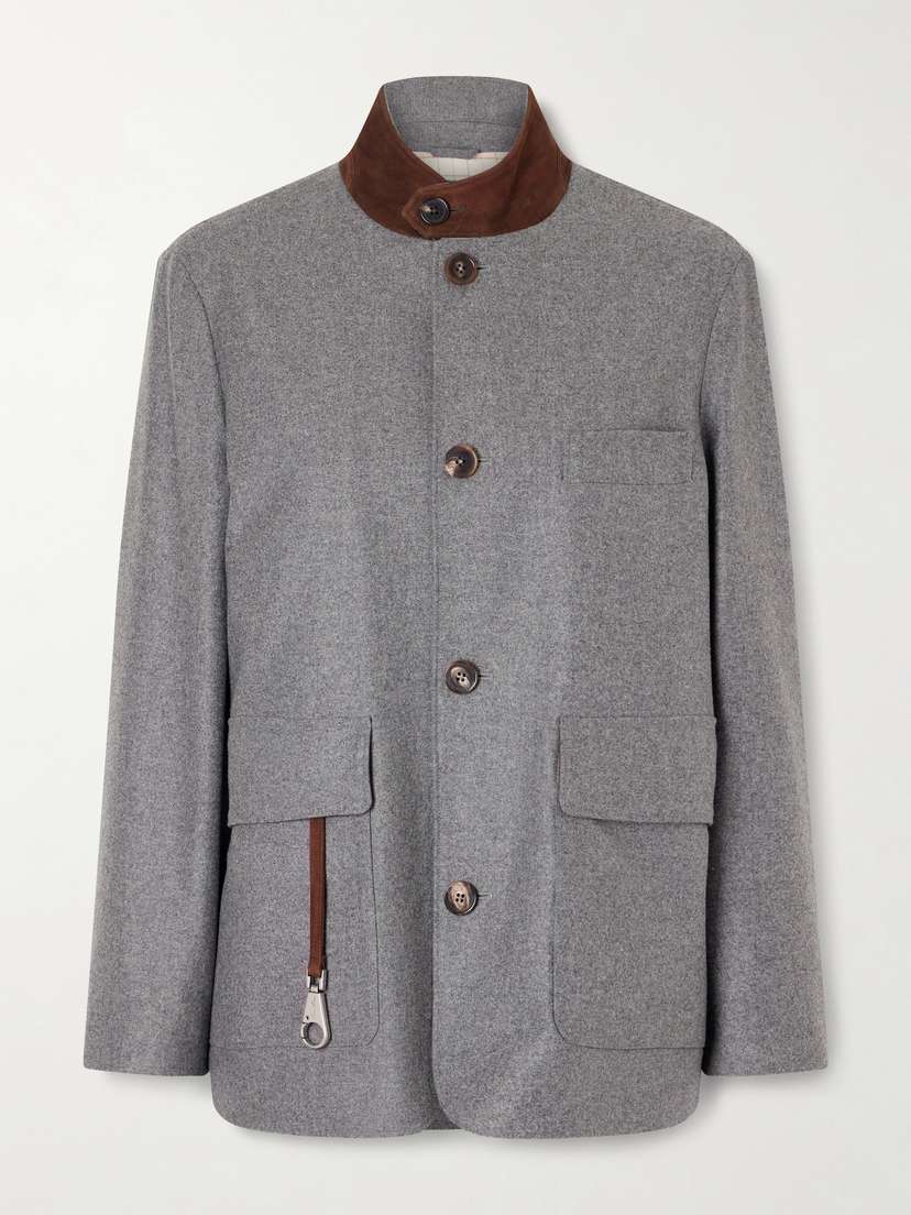 Loro Piana Roadster Suede-trimmed Wool And Cashmere-blend Jacket