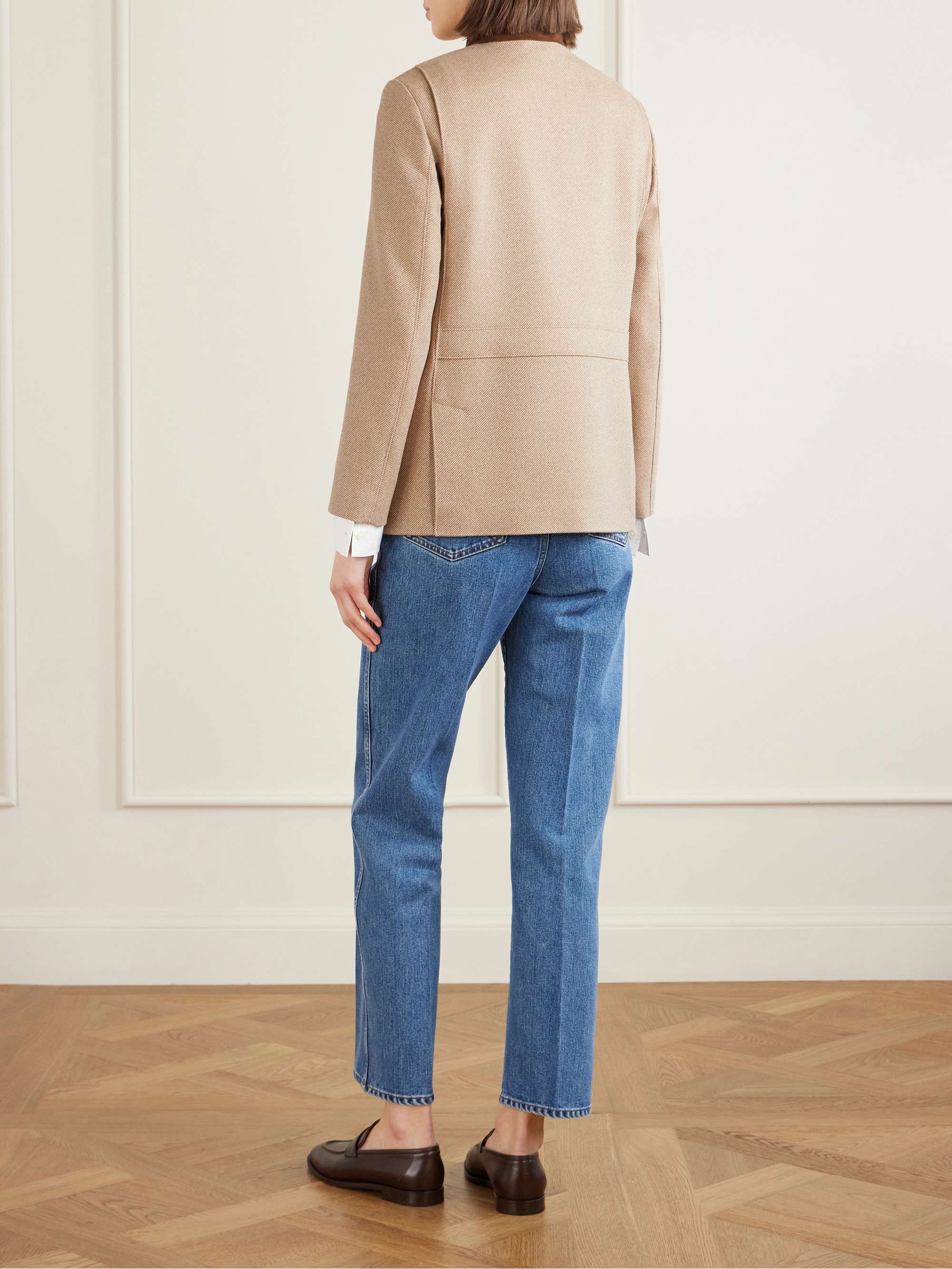 LORO PIANA Suede-trimmed silk-tweed jacket | NET-A-PORTER