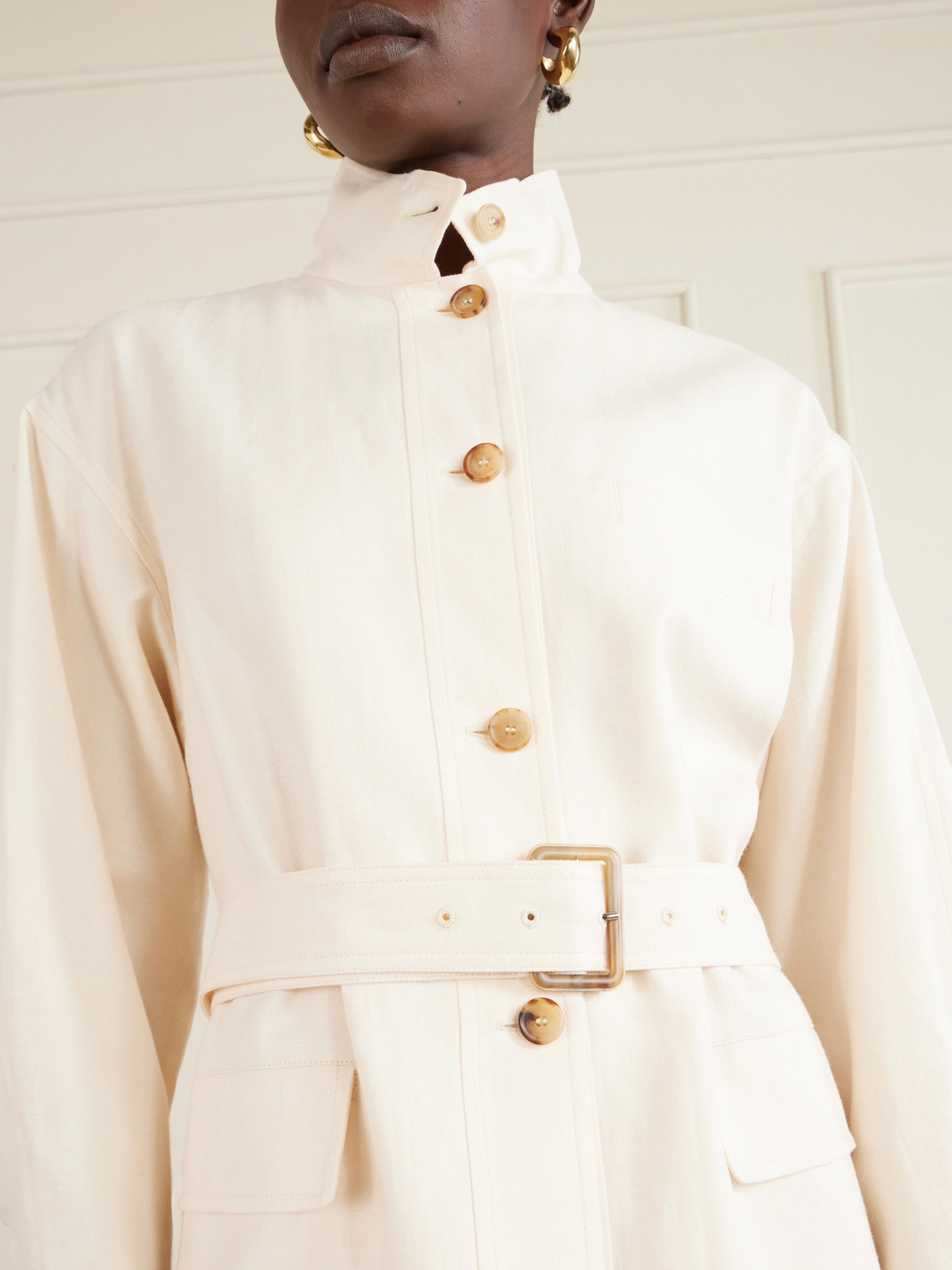 Lismore Belted Linen And Wool-Blend Jacket