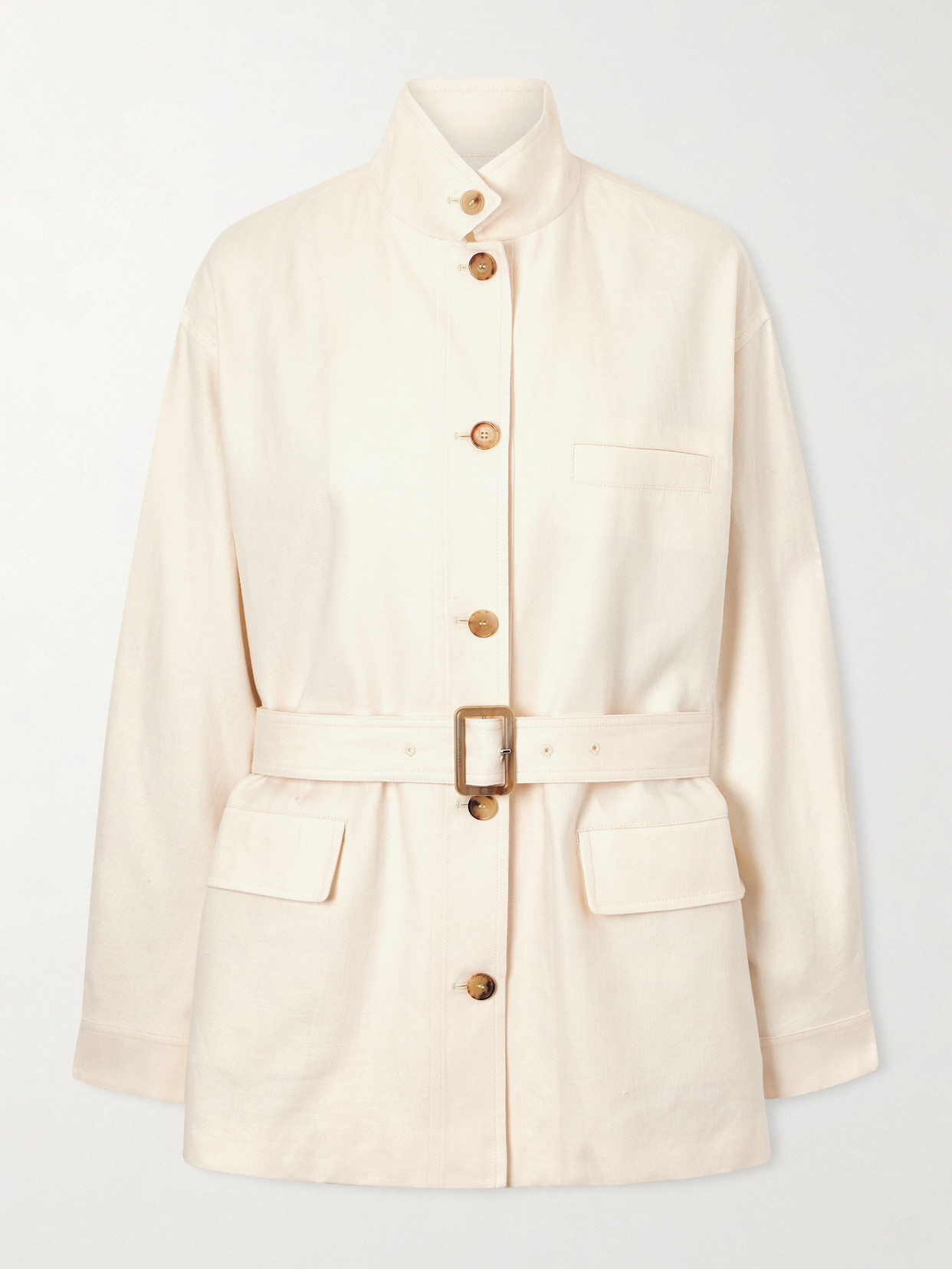 Loro Piana Lismore Belted Linen And Wool-blend Jacket In Neutral
