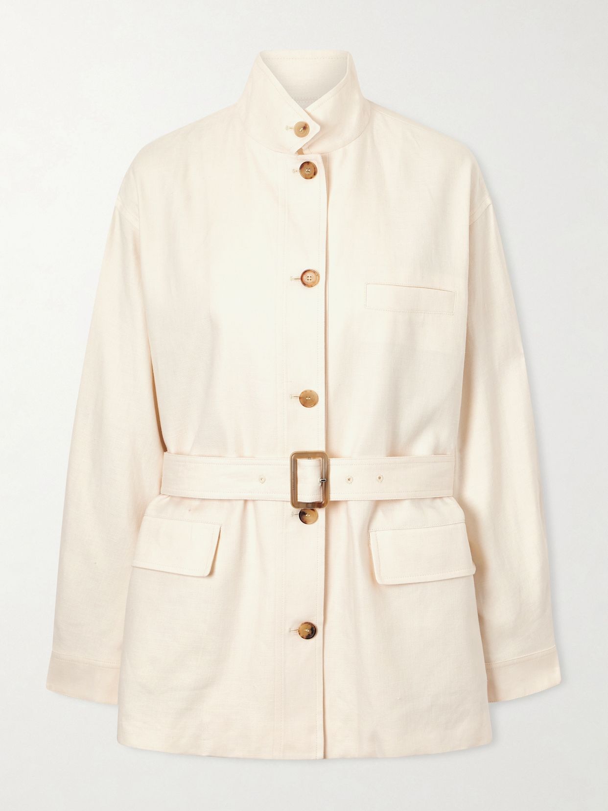 Lismore belted linen and wool-blend jacket