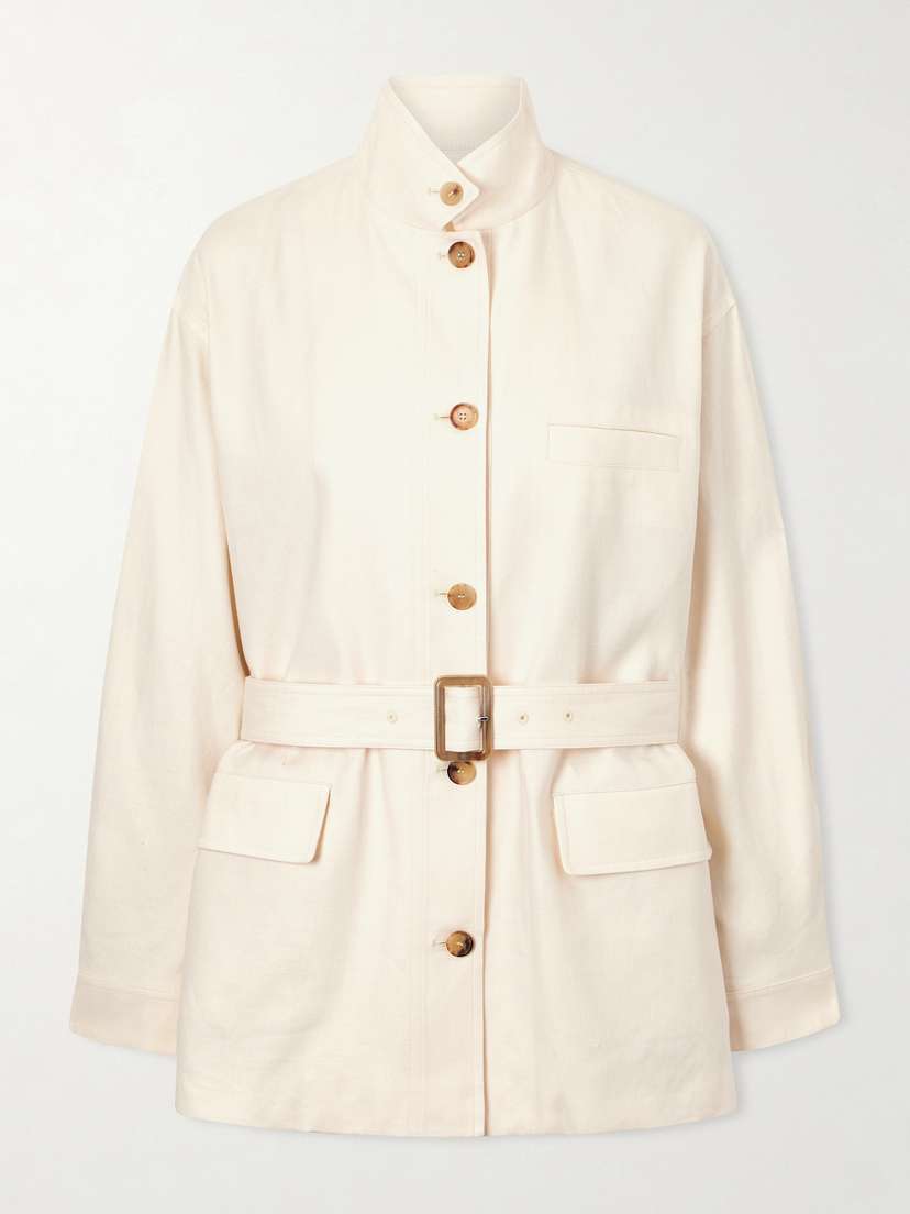 Loro Piana Lismore Belted Linen And Wool-blend Jacket