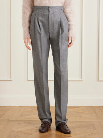 Loro Piana Malik pleated wool and cashmere-blend straight-leg pants