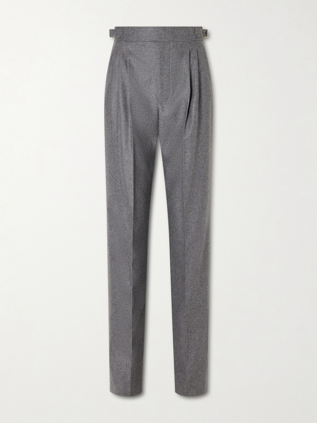 Loro Piana Malik Pleated Wool And Cashmere-blend Straight-leg Pants In Gray