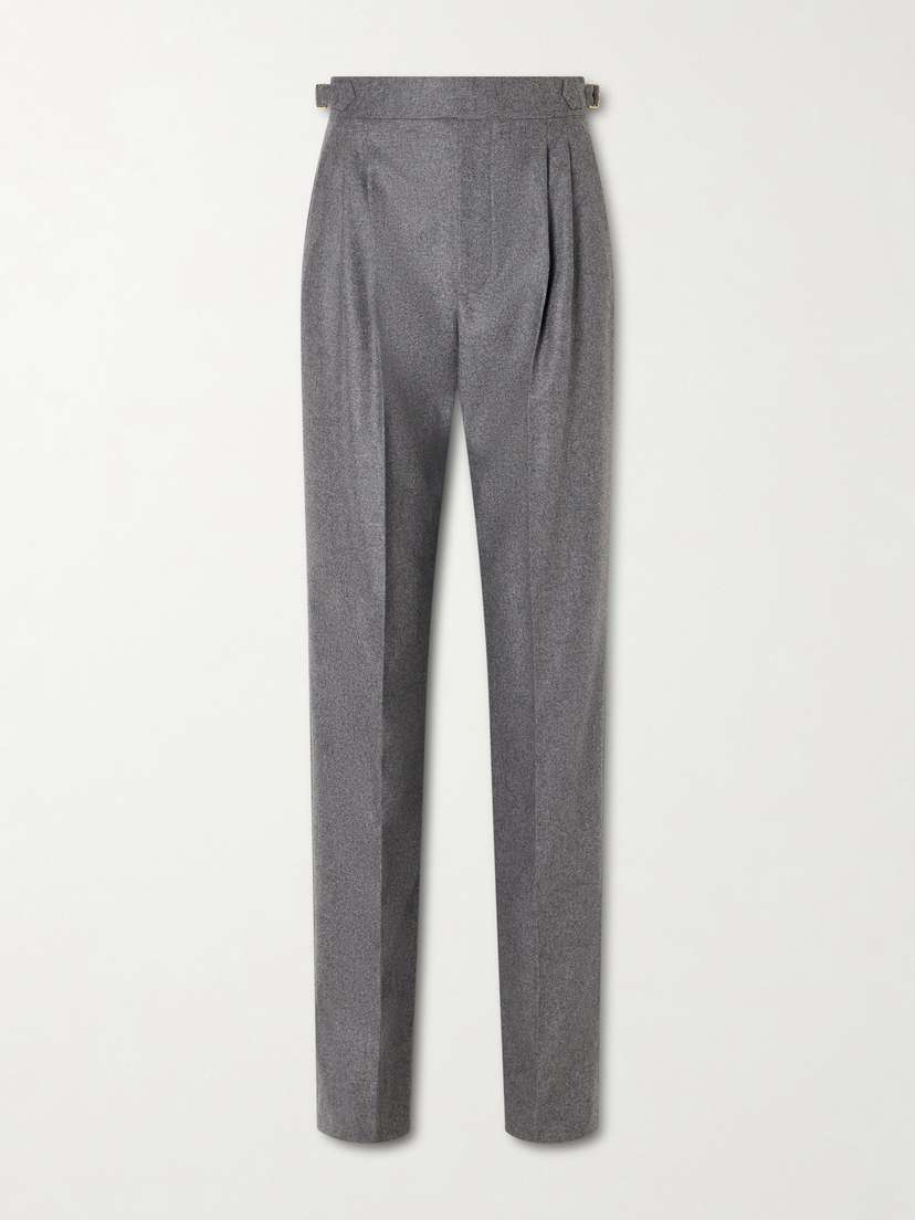 Loro Piana Malik Pleated Wool And Cashmere-blend Straight-leg Pants