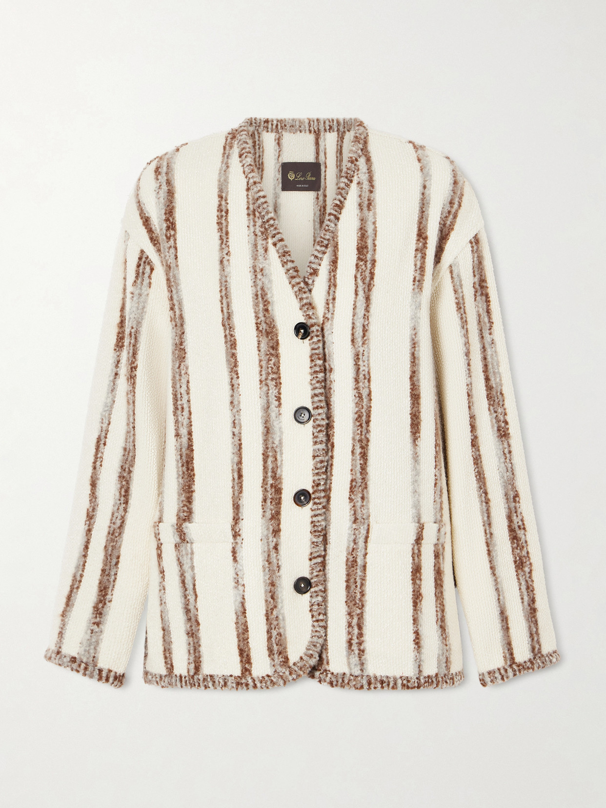Loro Piana Wave Guava Striped Bouclé Jacket In Multi