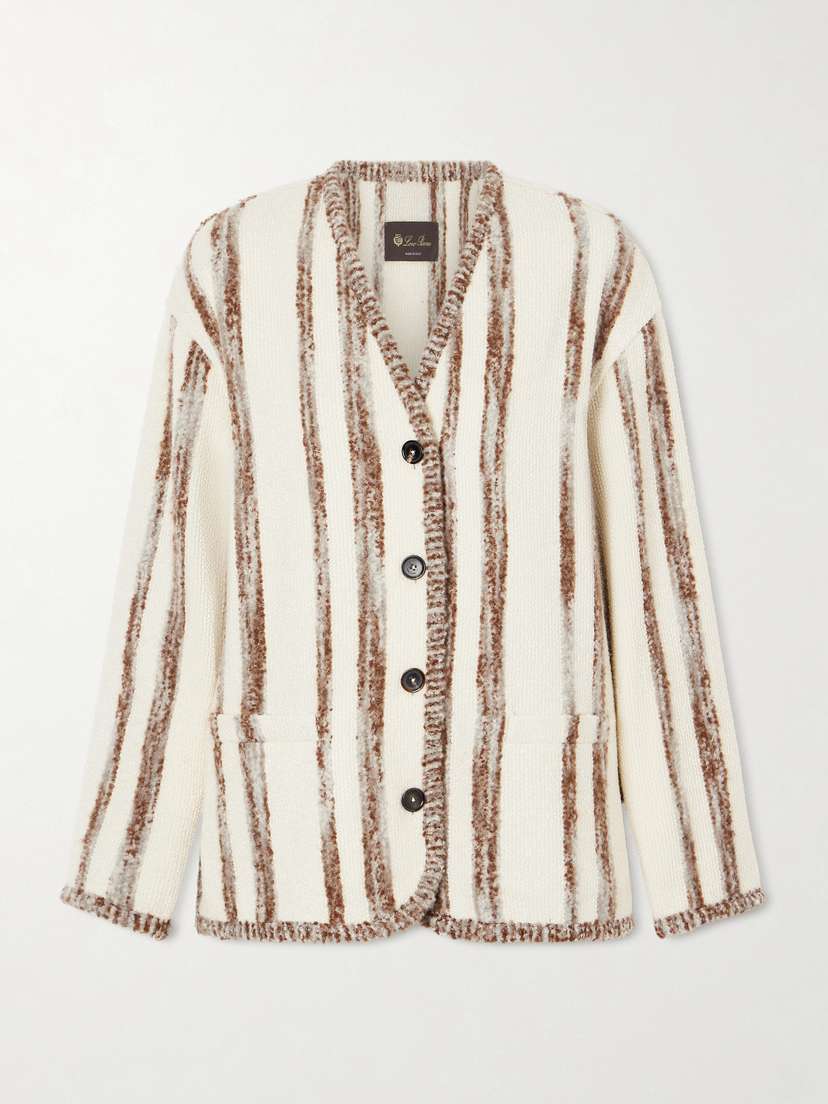 Loro Piana Wave Guava Striped Bouclé Jacket