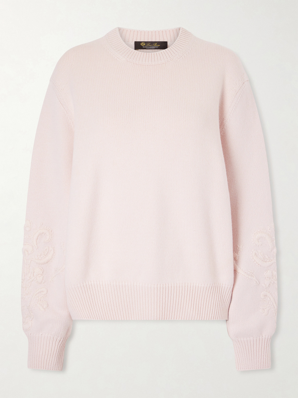 Loro Piana Embroidered Cashmere Sweater In Pink