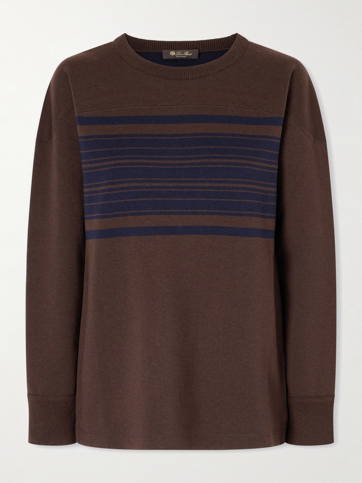 Loro Piana Winterdale Striped Wool And Cashmere-blend Sweater In Brown